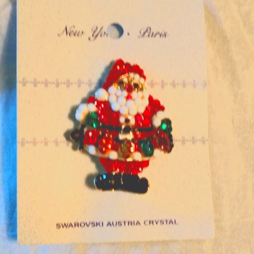Holiday Pin - Swarovski Crystal Santa